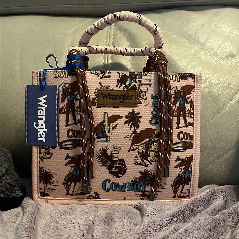 Wrangler Pink Western Print Tote Bag